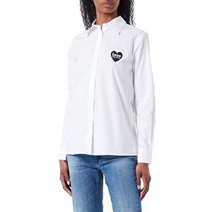 Love Moschino Shirt met lange mouwen, rechte pasvorm, dameshemd, Wit.