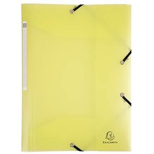 Exacompta - Ref. 55179E - Pack van 5 elastieken chroomaline pastel - 3 kleppen - van doorschijnend polypropyleen - afmetingen 24 x 32 cm voor DIN A4 - kleur: geel