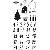 Rayher 50223000 Clear Stamps adventskalender Classic 97 x 205 mm 33 motieven SB 1 vel, wit, normaal