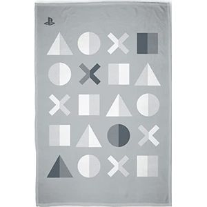 LYO Sony Sherpa plaid – fleecedeken voor ventilator en passie – Playstation kruis rond vierkante driehoek – 100 x 150 cm – warm – zacht – hoge kwaliteit – comfortabel – officiële licentie grijs