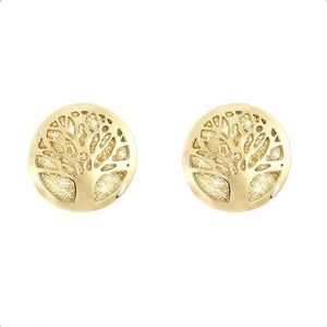 Lucchetta Gouden sieraden – 14 karaat geelgouden levensboom oorbellen, geelgoud, geen edelsteen, Geel goud, Geen edelsteen