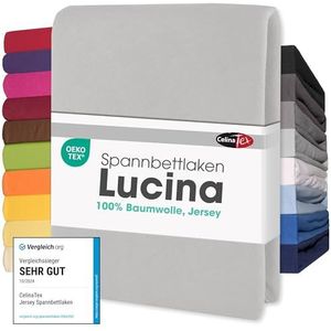 CelinaTex Lucina Hoeslaken, topper, boxspringmatras, katoen, 140 x 200 - 160 x 200 cm, zilvergrijs