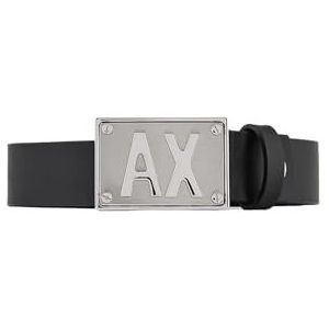 Armani Exchange Echt leer, gesp met casual riemlogo, zwart.