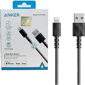 Anker Powerline II Lightning-kabel [1,8 m] USB-oplaad-/synchronisatiekabel compatibel met iPhone SE 11 11 Pro 11 Pro Max Xs MAX XR X 8 7 6S 6 5, iPad en meer