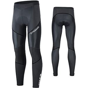 MEETWEE Fietsbroek lange fietsbroek heren fietsbroek compressiebroek fietsbroek heren elastisch ademend 3D badstof gevoerd, zwart.