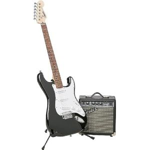 Squier by Fender Stratocaster starterset voor elektrische gitaar, beginners, Laurel vingerbord, met Frontman 10G gitaarversterker, gevoerde draagtas, kabel, riem en