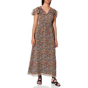 Tommy Jeans Maxi-jurk voor dames, korte mouwen, bruin (Ditsy Flower 901)