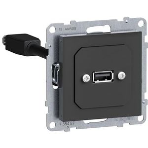 LEGRAND, Seano 765487 USB 3.0 datacontactdoos met kabel, inzetstuk, incl. deksel, kabellengte 15 cm, antraciet