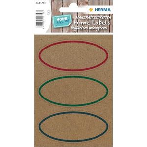 HERMA 15753 Multifunctionele etiketten, 76 x 35 mm, 3 stuks per vel, 12 stickers, huishoudelijke etiketten om te schrijven, mat, blanco silphia-papier, natuurbruin