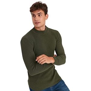 Trendyol Slim Fit pullover met opstaande kraag heren trainingspak (1 stuk), Khaki (stad)