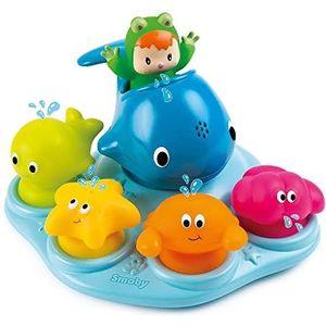 Smoby - Cotoons Ile de Bain – badspel – 4 figuren watersproeiers + 1 walvis gieter – speelgoed voor baby's vanaf 12 maanden – 110608