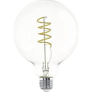 EGLO E27-ledlamp, vintage gloeilamp, spiraal led globe voor retro verlichting, 4 watt (equivalent aan 35 watt), 400 lumen, E27 led warm wit, 2700 kelvin, ledlampen, Edison gloeilamp G125, Ø 12,5 cm