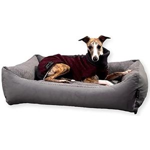 4L Textil Otto Hondenmand, behaaglijk hondenbed, hoes afneembaar en wasbaar, wollige, middelgrote hondenmand, hondenbank, 80 x 60 cm, stippen 03