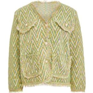 NALLY Nally Gebreid damesvest vest sweatshirt dames, Groen, meerkleurig.