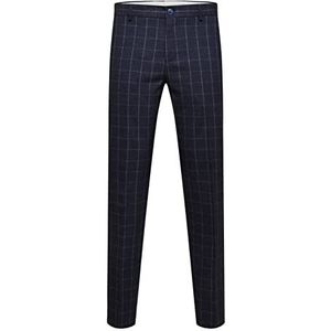 SELETED HOMME Pantalon de costume Slhslim-Oasis Linen Navy Chk TRS B Noos, Navy Blazer/Checks:check, 50