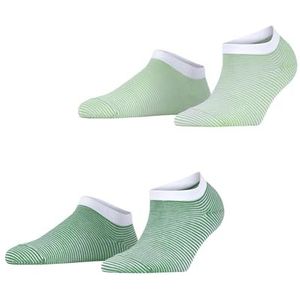 ESPRIT Dames Fine Stripe 2-pack ademende sokken duurzaam biologisch katoen extra zacht op de huid fantasie gestreept patroon multipack set van 2 paar, Veelkleurig (Groen 0160)