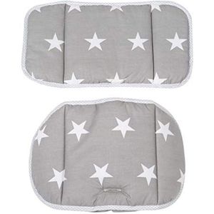 roba Little Stars Kinderstoelkussen, 2-delig, stoelverkleiner, sterrenprint, grijs/wit