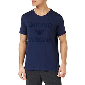 Emporio Armani Heren T-shirt ronde hals linnen mix Superslim T-shirt marineblauw, XL, Navy Blauw