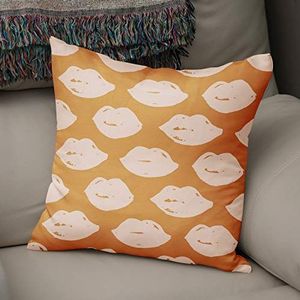 Le Jardin du Lin Orange & Off White decoratieve kussensloop voor thuis, kantoor, bank, woonkamer, slaapkamer, 43 x 43 cm, gemaakt in Turkije