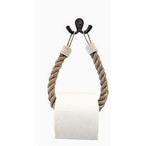 Assorted Collections Toiletpapierhouder touw toiletpapierhouder toiletpapierhouder badkamer deco wandhouder vintage design knopen (jute touw witte strikken)