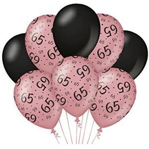 Verjaardagsballonnen, roze/zwart, 65 stuks