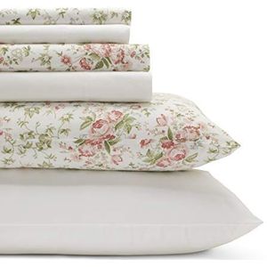 Laura Ashley Home - Beddengoedset van perkal katoen voor kingsize bed, fris en fris interieur (Marissa koraal, kingsize bed)