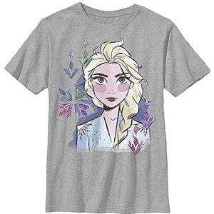 Frozen Elsa Face Watercolor Boys T-shirt, grijs gemêleerd, Athletic XS, Athletic grijs gemêleerd