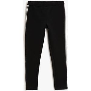 Koton Legging pour fille avec bande latérale et taille élastique, Noir (999), 5-6 ans