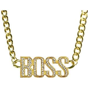 BOSS gouden ketting, rapper, goud, goud, gangsterketting, verzadigde gouden look, perfect voor carnaval en carnaval