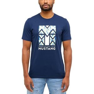 MUSTANG T-shirt imprimé coupe droite pour homme, bleu, XXL