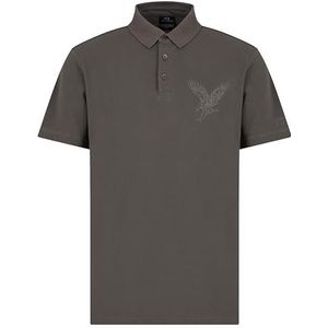 Armani Exchange Ax Eagle Logo Regular Fit Piqué poloshirt voor heren, olijfzwart, L, zwarte olijf