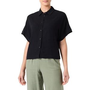 SELECTED FEMME Slfviva Ss Cropped Shirt Noos Damesblouse met korte mouwen, zwart.