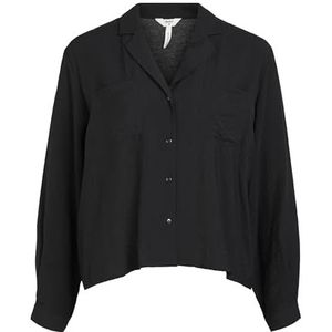 Object Vrouwelijk overhemd in losse pasvorm, zwart.
