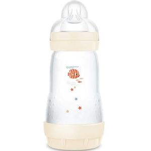 mam | Easy Start Anti-koliek fles 2+ maanden gemiddelde doorstroming (260 ml) katoen - fles ter vermindering van koliek en ongemak van de baby - babyfles compatibel met borstvoeding