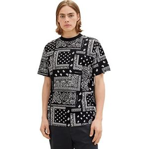 TOM TAILOR Denim T- Shirt Homme, 31855 - Black Big Paisley Print, M