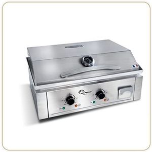 LITTLE BALANCE 8473 Aquitaine Pro Plus, professionele elektrische grillplaat, 2 kookzones, deksel, 3500 W, gemaakt in Frankrijk, volledig roestvrij staal