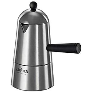 Ilsa Espresso Carmencita Classic koffiezetapparaat, aluminium, zwarte handgreep en knop, inhoud 15 cl, 2 kopjes