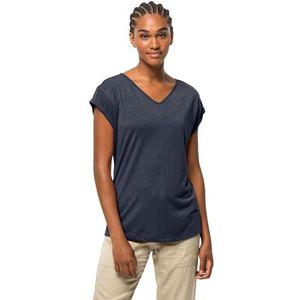 Jack Wolfskin Coral Coast T W T-shirt voor dames, korte mouwen, nachtblauw, maat XS