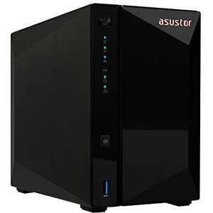 Asustor Drivestor 2 Pro AS3302T 2 sleuven NAS serverbehuizing, Quad Core 1,4 GHz CPU, 2,5 GbE poort, 2 GB DDR4 RAM (zonder schijf)