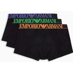 Emporio Armani Set van 3 boxershorts met logo van glanzend stretchkatoen, verpakking van 3 stuks, zwart/zwart