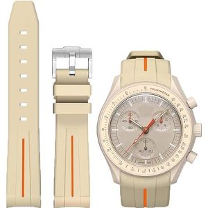 Niziruoup Rubberen horlogeband voor Omega x Swatch MoonSwatch Speedmaster 20 mm gebogen naadloze TPU vervanging originele rubberen horlogeband voor dames en heren, Rubber, Amber