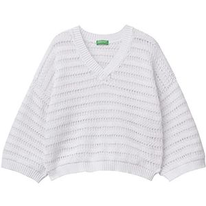 United Colors of Benetton Shirt met V-hals M/L 1093e4015 damessweater (1 stuk), Wit 701