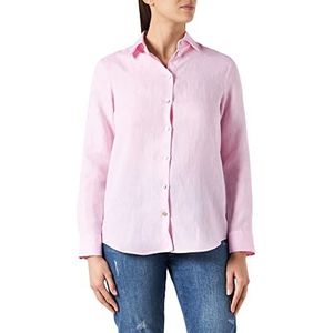 Seidensticker Damesblouse trendy blouse blouse kraag lange mouwen 100% linnen, Roze