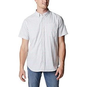 Columbia Rapid Rivers II Short Sleeve Shirt Heren Trekking T-Shirt, White Grid, L, Wit rooster.