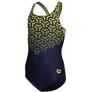 Arena Arena Kikko V Swim pro back badpak voor meisjes, eendelig badpak (1 stuk), Marineblauw/zacht groen