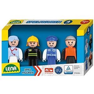 Lena 04490 speelfigurenset met 4 volledig bewegende figuren, actiefiguren Zubehör-Pack TRUXX² Fietsserie, actiefiguren voor drinken en wandelen, voor kinderen vanaf 12 maanden