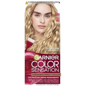Garnier Color Sensation Coloration, zeer lichtblond beige 9.13, permanente crèmekleur, alle haartypes, kleur tot 10 weken en dekt wit haar 100%