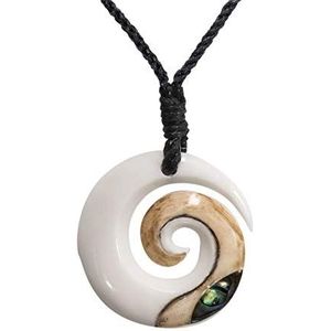 81stgeneration Vrouwen Mannen Hand Gesneden Maori Bot Koru Spiraal Abalone Hanger Ketting, Been, Aalone Parelone Pareline, botten, Abalone parelmoer