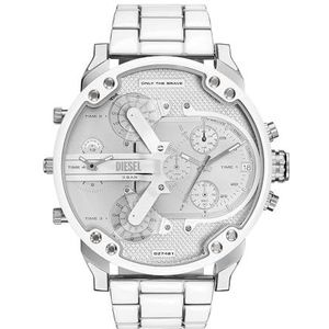 Diesel Mr. Daddy horloge voor heren, multifunctioneel uurwerk met siliconen, roestvrij staal of lederen band, Wit, armband