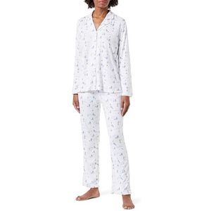 Dagi Bedrukt shirt lange mouwen taille pyjamabroek dames pyjama set, Wit